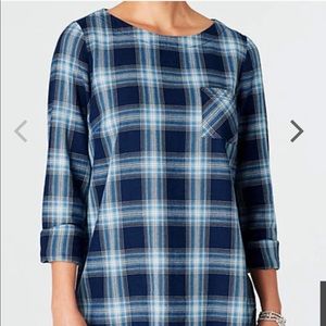 J.Jill Blue Plaid Blouse